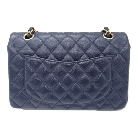 Chanel Double Flap Blue Chain Matelasse Skin Caviar Navy Bag Shoulder - Picture 1 of 10